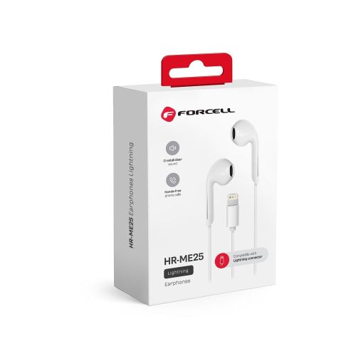 Wire earphones Lightning Forcell F-Audio HR-ME25 white