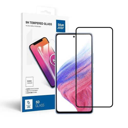 Edzett üveg kék Star - SAMSUNG A53 5G Full Face (teljes ragasztás kerettel/kis méret) - fekete Edzett üveg