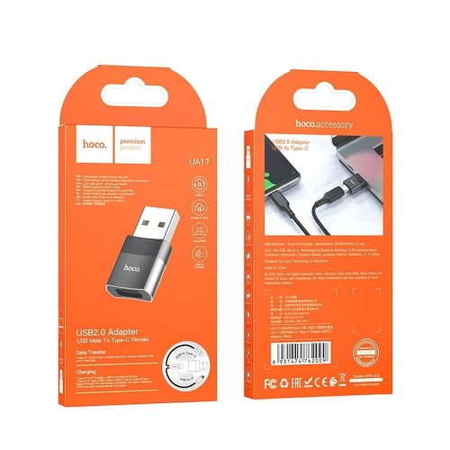 Adapter OTG USB A to USB C Hoco UA17 black