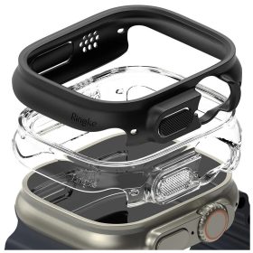   RINGKE SLIM 2-PACK Apple Watch Ultra 1/2/3 (49 MM) készülékhez tok – átlátszó & matt fekete
