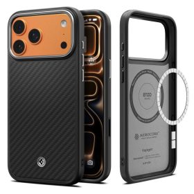   SPIGEN ENZO ARAMID "T" MAG MAGSAFE iPhone 17 Pro Max készülékhez tok fekete/ezüst