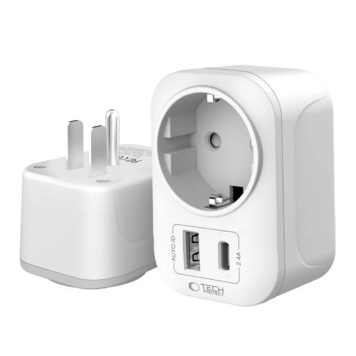 TECH-PROTECT TA100 utazási adapter US TO EU fehér