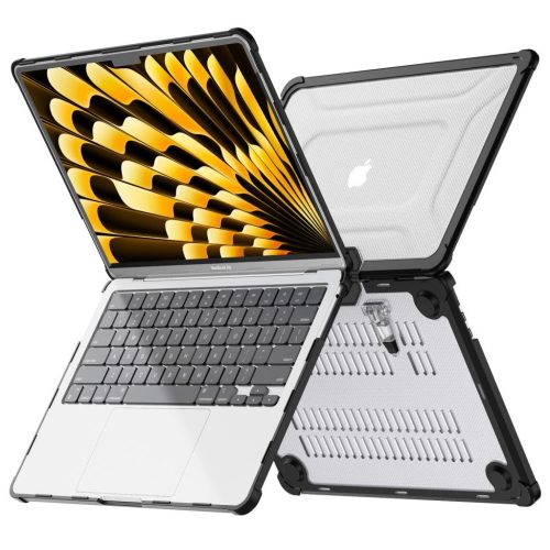 TECH-PROTECT SMARTSHELL PRO MacBook Air 13 tok készülékhez M2 / M3 / M4 / 2023-2025 fekete / átlátszó