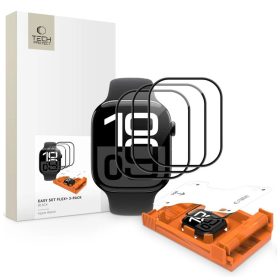   Hibrid üveg kijelzővédő TECH-PROTECT EASY SET FLEX+ 3-PACK Apple Watch 4 / 5 / 6 / SE 1 / 2 / 3 (44MM) készülékhez fekete
