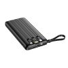 VEGER powerbank 10000 mAh beépített kábelekkel Micro USB / Type C / Lightning C10 (W1116) fekete