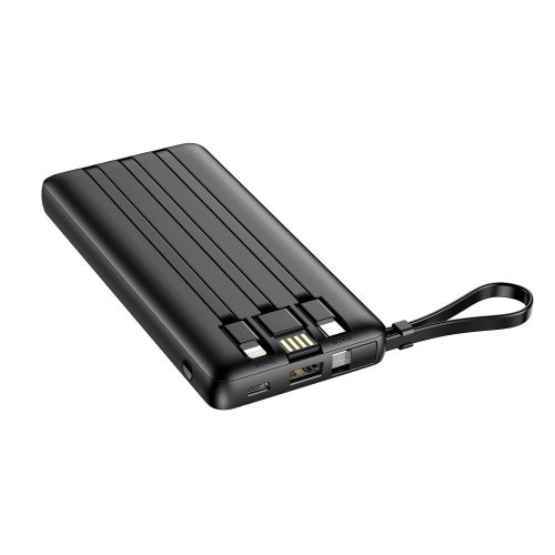 Powerbank Veger C10 (W1116) 10000 mAh with built-in Micro-USB cables / Typ C / Lightning black
