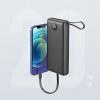 Powerbank Veger C20 (W2047 / W2059) 20000 mAh with built-in Micro-USB cables / Type C / Lightning black