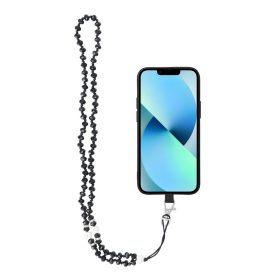   CRYSTAL DIAMOND Telefon pánt, Telefon medál / zsinór hossza 74cm (37cm hurkolva) / nyakba akasztható - fekete
