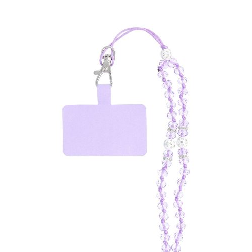 CRYSTAL DIAMOND Phone lanyard, Phone pendant / cord length 74cm (37cm in the loop) / on neck - purple