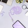 CRYSTAL DIAMOND Phone lanyard, Phone pendant / cord length 74cm (37cm in the loop) / on neck - purple