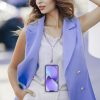 CRYSTAL DIAMOND Phone lanyard, Phone pendant / cord length 74cm (37cm in the loop) / on neck - purple
