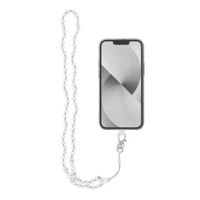   CRYSTAL DIAMOND telefon pánt, telefon medál / zsinór hossza 74 cm (37 cm a hurokban) / nyakban - fehér