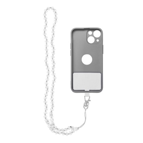 CRYSTAL DIAMOND telefon pánt, telefon medál / zsinór hossza 74 cm (37 cm a hurokban) / nyakban - fehér