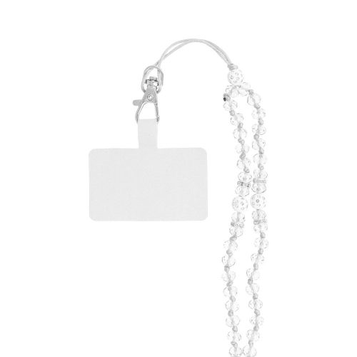 CRYSTAL DIAMOND telefon pánt, telefon medál / zsinór hossza 74 cm (37 cm a hurokban) / nyakban - fehér