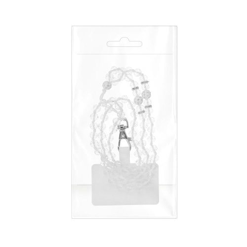 CRYSTAL DIAMOND telefon pánt, telefon medál / zsinór hossza 74 cm (37 cm a hurokban) / nyakban - fehér