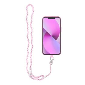   CRYSTAL DIAMOND Phone lanyard, Phone pendant / cord length 74cm (37cm in the loop) / on neck - világos rózsaszín