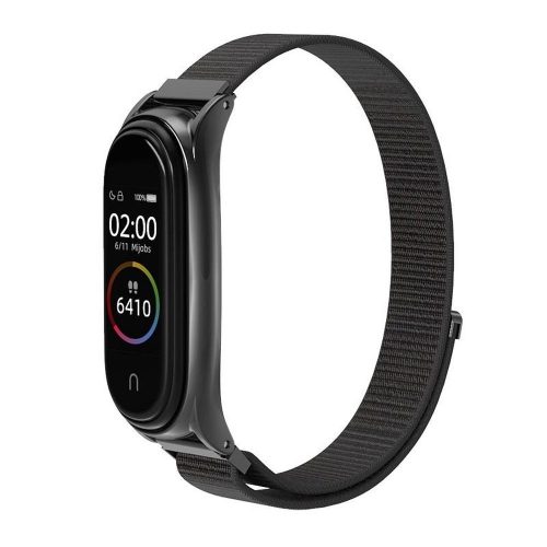 Nylon szíj a XIAOMI Mi Band 5 / 6 / 7-hez fekete (05)