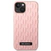 KARL LAGERFELD tok IPHONE 14 Plus KLHCP14MRUPKLPP (3D Gumis Tok Monogramos Minta Fém Lappal) rózsaszín