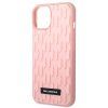 KARL LAGERFELD tok IPHONE 14 Plus KLHCP14MRUPKLPP (3D Gumis Tok Monogramos Minta Fém Lappal) rózsaszín