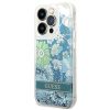 GUESS tok az IPHONE 14 Pro készülékhez GUHCP14LLFLSN (Liquide Glitter Flower) zöld