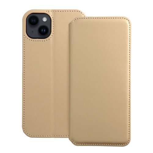 DUAL POCKET könyv típusú tok IPHONE 14 Plus arany színben
