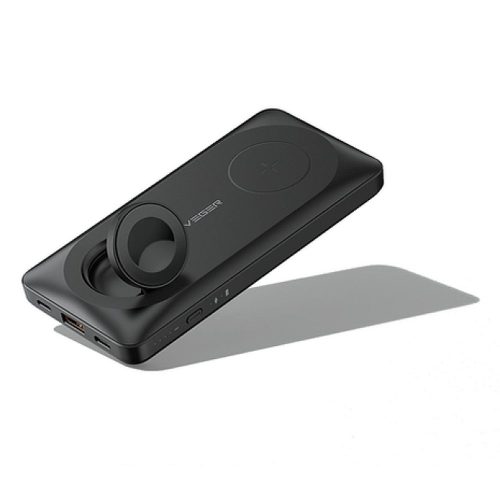 VEGER powerbank 10000 mAh vezeték nélküli töltőkkel, kompatibilis a MagSafe PD QC3.0 3A 22,5W MagMulti (W1156) fekete