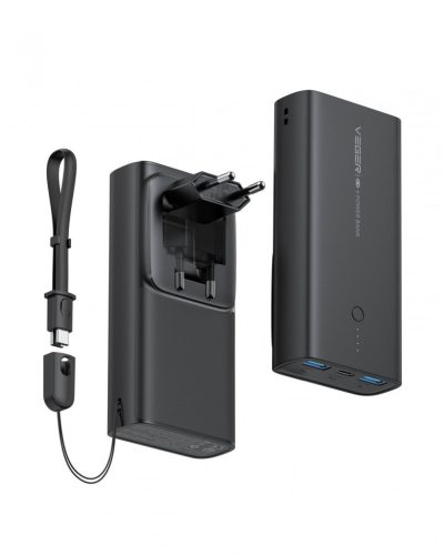 VEGER powerbank 10000 mAh PD QC3.0 20W ACE100 (W1146) fekete