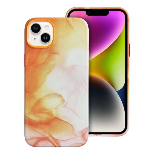 bőr MAG COVER tok IPHONE 14 Plus-hoz narancs splash
