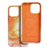 bőr MAG COVER tok IPHONE 13 Pro Max számára, narancs fröccsenés mintával