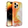 bőr MAG COVER tok IPHONE 13 Pro számára, narancssárga mintával