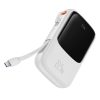 BASEUS powerbank 10000 mAh beépített kábellel + USB A to Type C kábel PD QC3.0 3A 22,5W PPQD020102 fehér