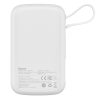 BASEUS powerbank 10000 mAh beépített kábellel + USB A to Type C kábel PD QC3.0 3A 22,5W PPQD020102 fehér