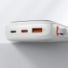 BASEUS powerbank 10000 mAh beépített kábellel + USB A to Type C kábel PD QC3.0 3A 22,5W PPQD020102 fehér