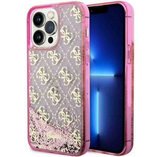 GUESS tok IPHONE 14 Pro készülékhez GUHCP14LLC4PSGP (Liquid Glitter 4G Translucent) rózsaszín