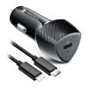 CELL F-ENERGY Carbon CC50-1C autós töltő Type C + Type C - Lightning kábel PD 3A 20W fekete