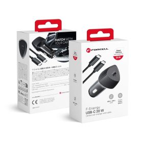   CELL F-ENERGY Carbon CC50-1C autós töltő Type C + Type C to Type C kábel PD 3A 20W fekete