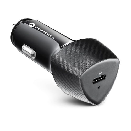 CELL F-ENERGY Carbon CC50-1C autós töltő Type C + Type C to Type C kábel PD 3A 20W fekete