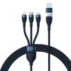 BASEUS kábel 3 az 1-ben USB A / Típus C - Micro USB / Lightning / Típus C PD QC 5A 100W CASS030103 1,2 m kék