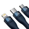 BASEUS kábel 3 az 1-ben USB A / Típus C - Micro USB / Lightning / Típus C PD QC 5A 100W CASS030103 1,2 m kék