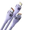 BASEUS cable 3in1 USB A / Typ C to Micro USB / Lightning / Type C PD QC 5A 100W CASS030105 1,2 m purple