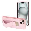 bőr Tok KICKSTAND az IPHONE 15 Plus-hoz rózsaszín