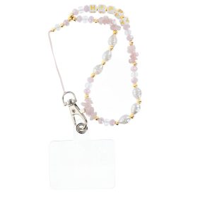   HAPPY Phone lanyard, Phone pendant / cord length 44cm (22cm in the loop) / on hand - lite pink