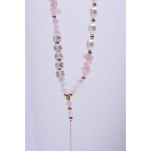HAPPY Phone lanyard, Phone pendant / cord length 44cm (22cm in the loop) / on hand - lite pink