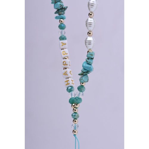 HAPPY Phone lanyard, Phone pendant / cord length 44cm (22cm in the loop) / on hand - lite blue