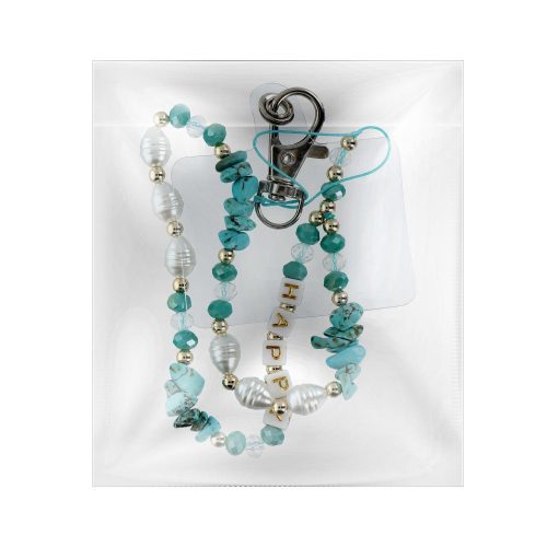 HAPPY Phone lanyard, Phone pendant / cord length 44cm (22cm in the loop) / on hand - lite blue