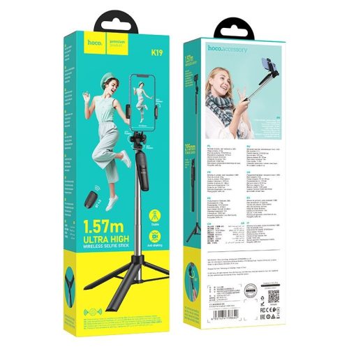 Selfie stick Hoco tripod with wireless remote control K19 black