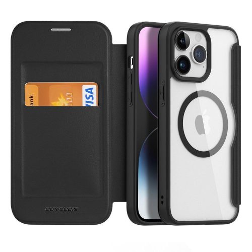 DUX DUCIS pénztárca tok SKIN X PRO kompatibilis MagSafe funkcióval az IPHONE 15 Pro számára, fekete színben