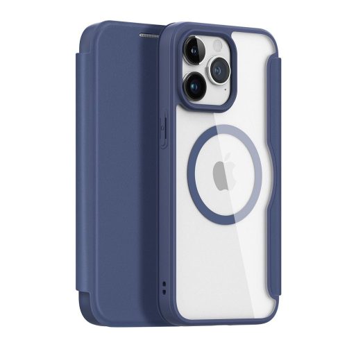 DUX DUCIS pénztárca tok SKIN X PRO MagSafe kompatibilis IPHONE 15 Pro Max készülékhez kék színben