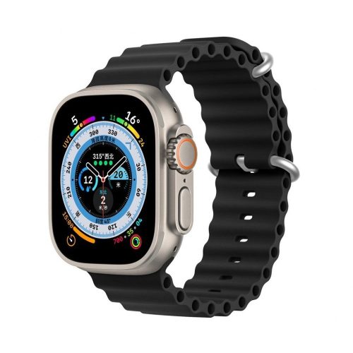 DUX DUCIS strap OCEAN WAVE szilikon Apple Watch 42 / 44 / 45 mm fekete