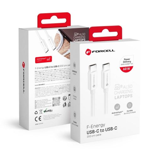 CELL F-ENERGY C338 kábel Type C to Type C PD QC4.0 3A 60W 2 m fehér